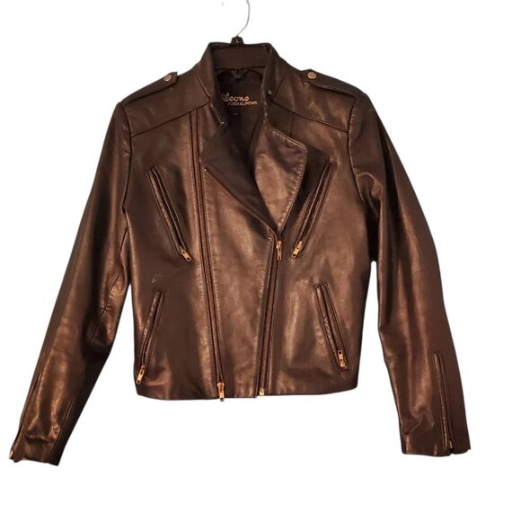 Vintage 80s 90s Wilsons Black Leather Cropped Biker Punk Moto Jacket Sz M - Picture 2 of 16